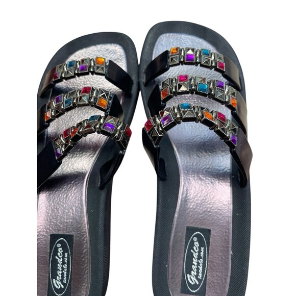 Grandco womens Sandals Black Beach Pool Slide Beaded Jeweled beach ,pool Box DZ - Picture 9 of 9